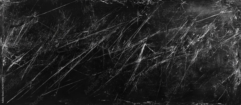 Poster worn chalkboard surface with dark black scratches creating a textured grungy backdrop featuring deep