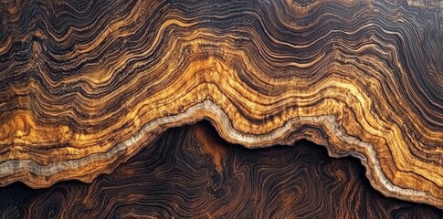 The rich, dark wood grain pattern, characterized by deep brown and black shades, a subtle texture, and a classic, sophisticated aesthetic, is perfect for luxury design and presentation backgrounds
