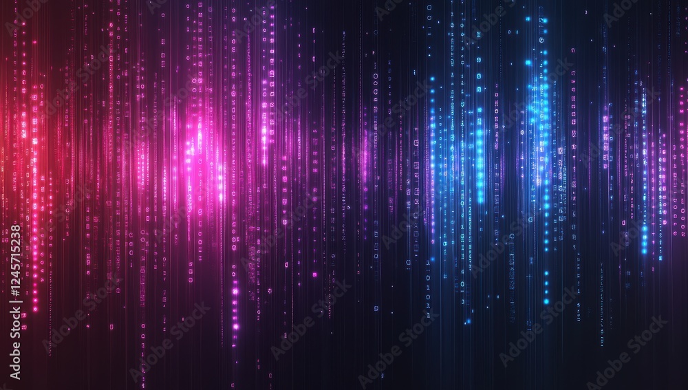 Aufkleber abstract digital background with vibrant pink and blue glowing lines representing data streams, suit
