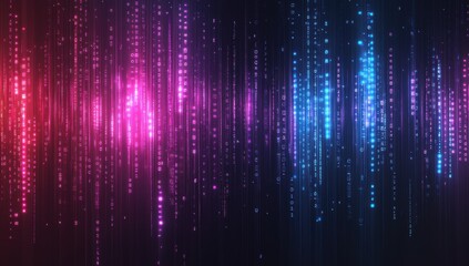 Obraz premium Abstract digital background with vibrant pink and blue glowing lines representing data streams, suitable for technology and innovation themes