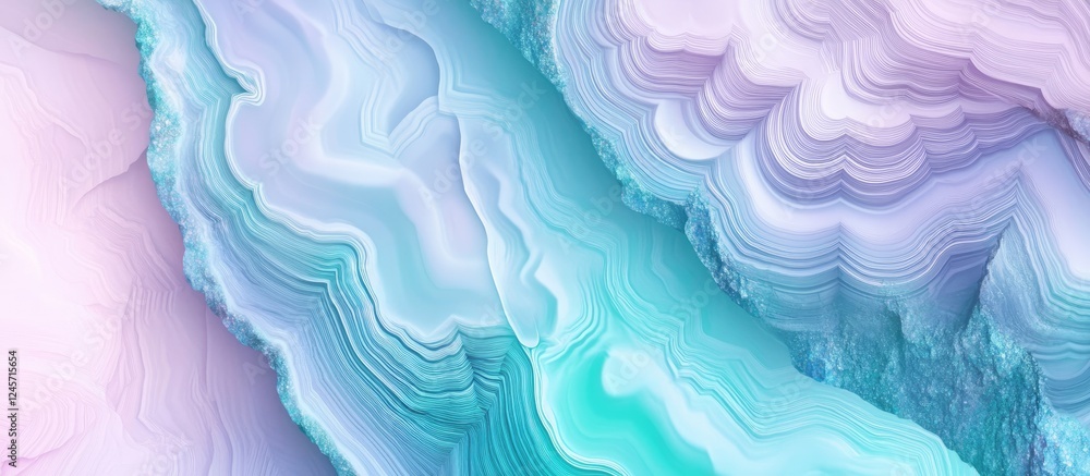 Poster pastel agate marble texture featuring soft blue and emerald green hues with layered swirls creating 