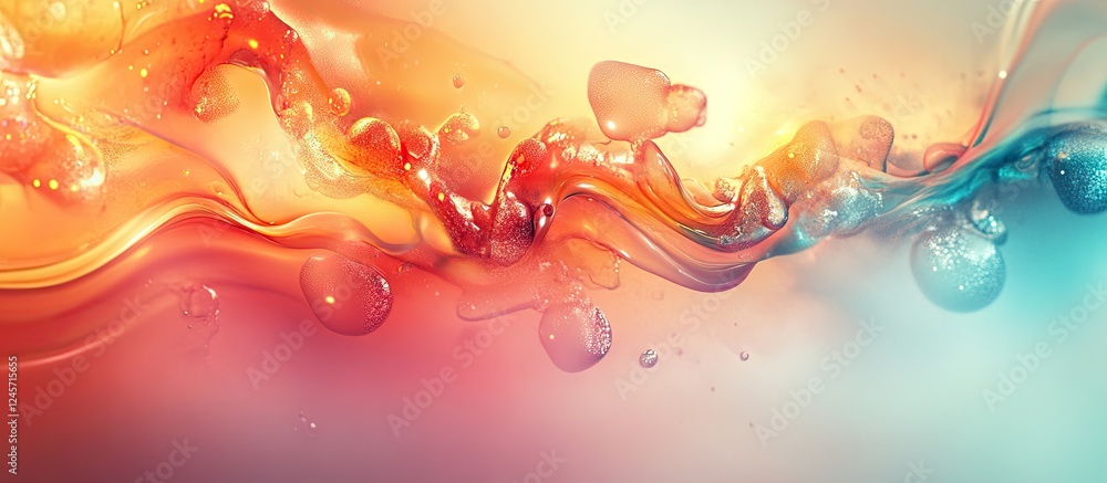 Poster vibrant abstract background with flowing red, orange, and blue elements blending seamlessly to creat