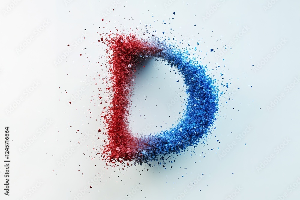 Poster abstract dynamic red and blue particle design: a visually stunning, modern illustration forming the 