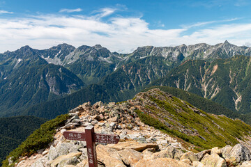 常念岳より槍ヶ岳・穂高岳を望む