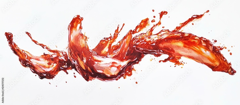 Poster abstract red liquid splash on a clean white background creating a dynamic and vibrant visual showcas