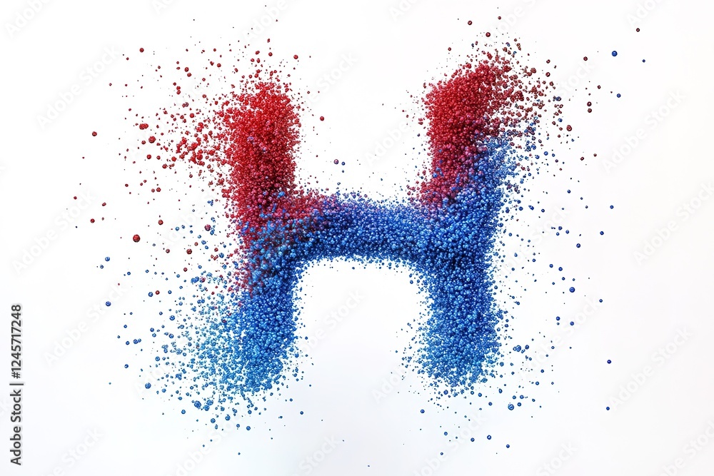 Aufkleber abstract dynamic red and blue particle formation: a vibrant h design element. perfect for technology