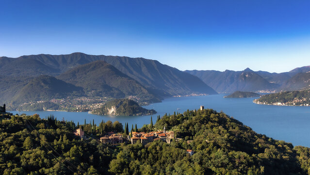 Vista sul lago di Como, Vezio e castello di Vezio