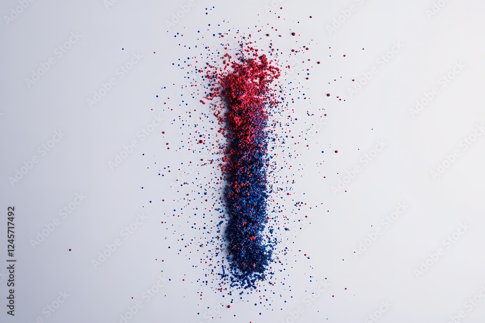 Poster abstract red and blue particle formation: dynamic i design element. perfect for technology, science,