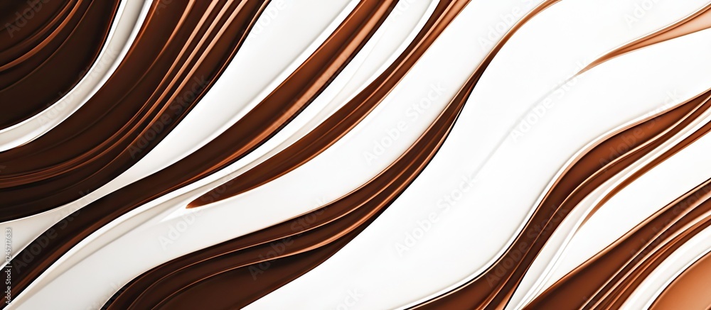 Poster brown and white wavy stripes with contrasting colors and smooth textures, creating a dynamic visual 