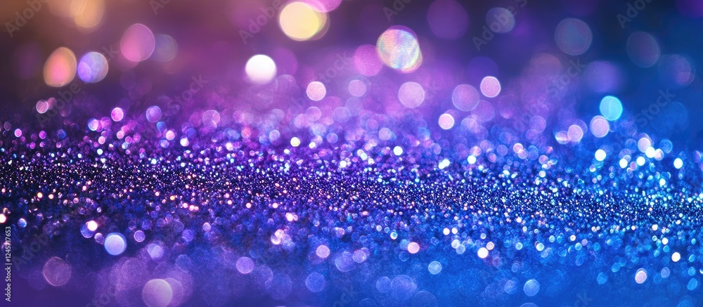 Poster dreamy blurred bokeh lights in vibrant blue and purple tones create an elegant background with a shi