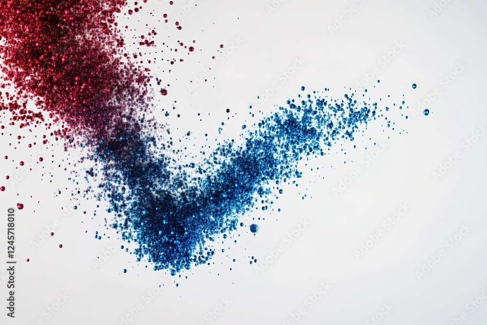 Aufkleber abstract v logo: dynamic red and blue particle formation. perfect for tech, gaming, or futuristic de