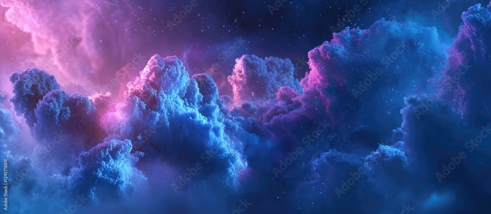 Poster dynamic abstract background featuring a seamless gradient transition from deep blue to rich purple w