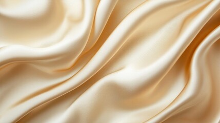 Fototapeta premium Rich and luxurious silk fabric flows beautifully, capturing soft light that enhances its smooth texture. The delicate waves and folds create an inviting ambiance perfect for artistic designs