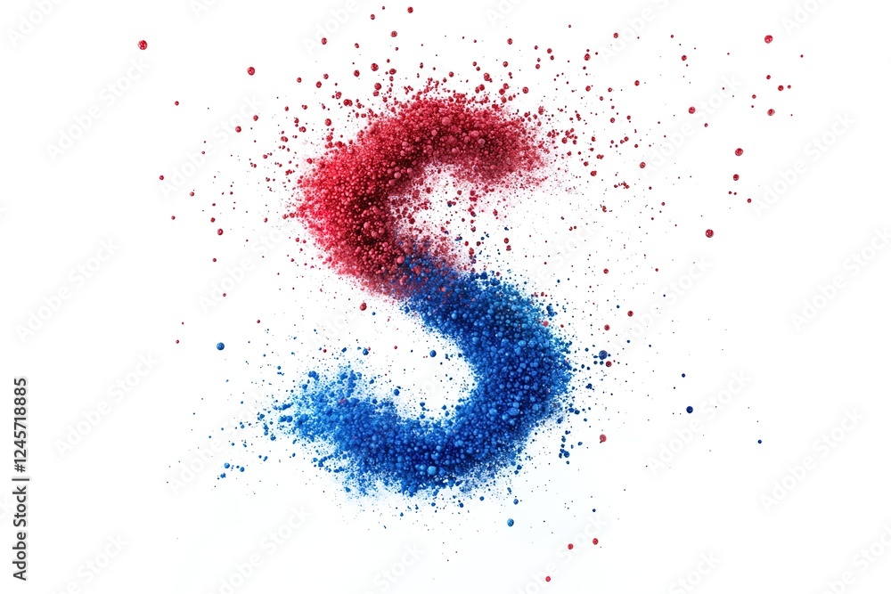 Aufkleber abstract s molecular structure: red and blue particle formation. dynamic design element perfect for 
