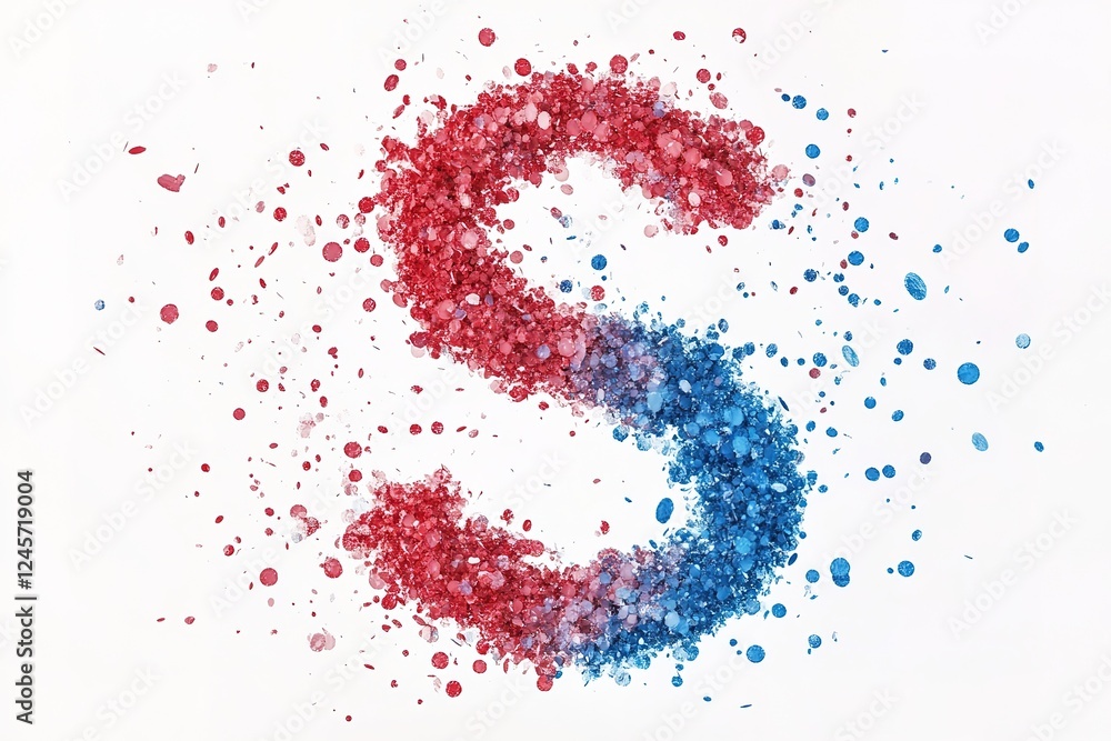 Poster dynamic red and blue particle s: abstract design element. perfect for logos, branding, technology, s