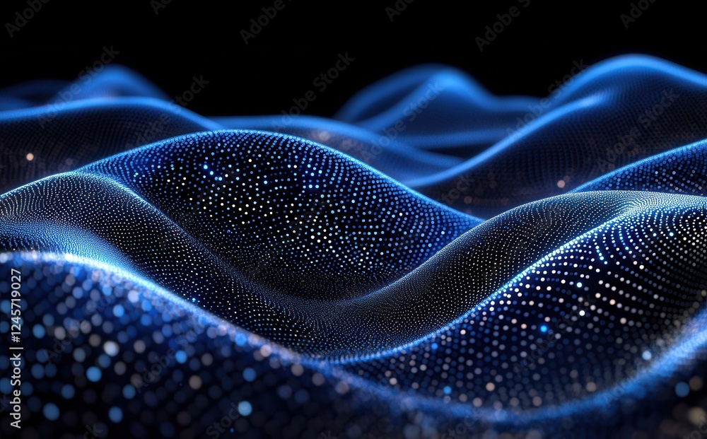 Poster abstract glowing wave pattern with luminous particles creating mesmerizing visual textures against a