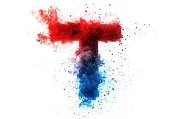 Abstract Tech Logo: Red and Blue Particle T, Innovative Design Element, Digital Branding, Modern Technology Symbol, Futuristic Concept, Particle Effect, Stylish Graphic, Vector Illustration, Creative 