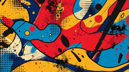Obraz premium Vibrant Abstract Design with Colorful Splashes and Dynamic Shapes