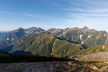 北アルプス常念岳への縦走路にて 槍穂高岳を望む01