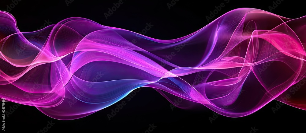 Poster vibrant pink and purple abstract wave design in fluid patterns with neon liquid effects on a sleek b