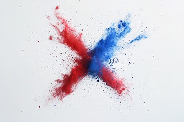 Abstract X : Red and Blue Particle Design. Dynamic energy, futuristic technology, digital art, vibrant color splash, innovative graphic, modern illustration, creative concept, particle    
