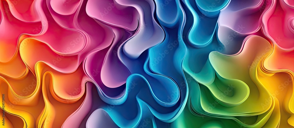 Aufkleber pastel rainbow wavy texture with vibrant hues transitioning from deep red on the left to light blue 