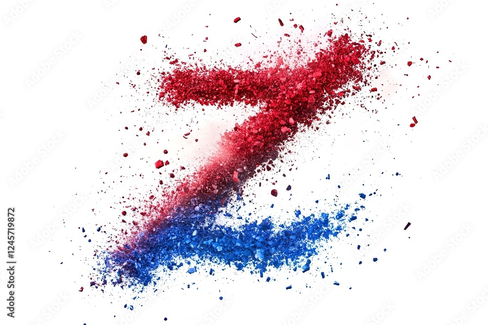 Poster abstract red and blue particle z molecular structure: dynamic design element for science, technology