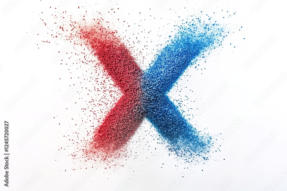 Poster abstract red and blue particle x: dynamic design element. perfect for tech, gaming, modern branding,