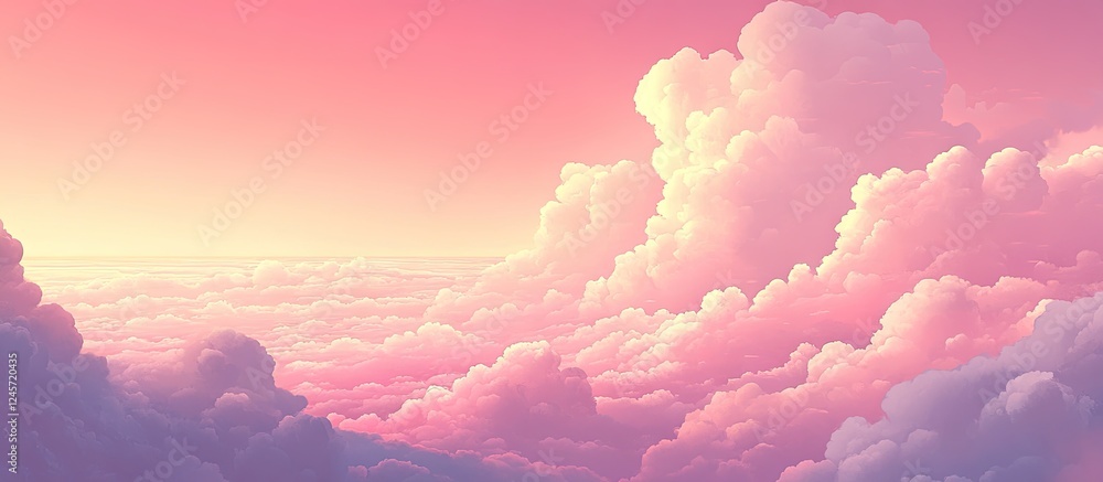 Aufkleber serene pink sky at sunset showcasing soft white clouds and a delicate layer of ozone creating a tran