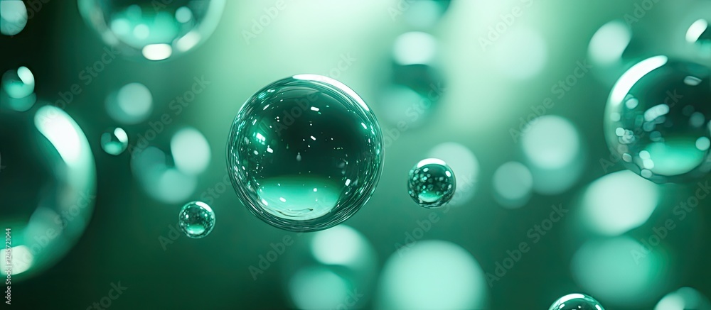 Poster abstract green bokeh lights with vibrant glowing orbs and shimmering effects create a magical atmosp