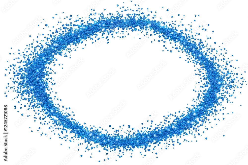 Poster abstract oval of tiny blue particles: elegant, ethereal, and modern design element. perfect for tech