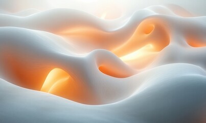 Fototapeta premium Minimalistic Abstract Composition Soft White Gradients Gentle Curves Modernist Art