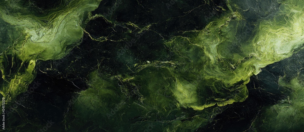 Poster abstract marble texture featuring deep green and rich black swirling patterns with a glossy finish c