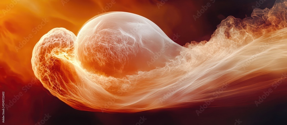 Poster radiant fluid-like formation with swirling warm hues of orange and gold creating a dynamic sense of 