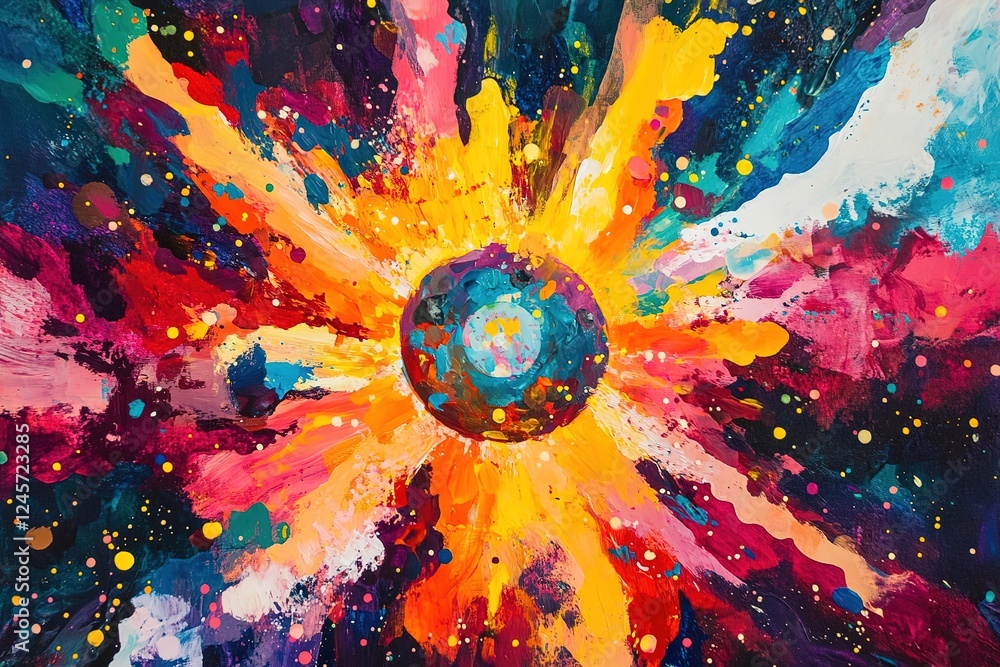 Wall mural cosmic kaleidoscope: a vibrant explosion of color and abstract shapes, swirling in a psychedelic uni