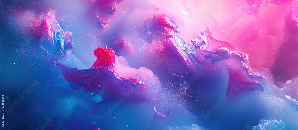 Poster dynamic abstract digital backdrop featuring a smooth gradient transition from deep blue to vibrant p