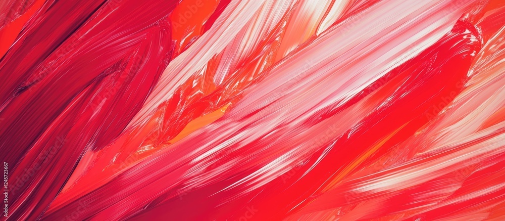 Poster vibrant abstract red and white brush strokes create a dynamic flowing pattern with depth and texture