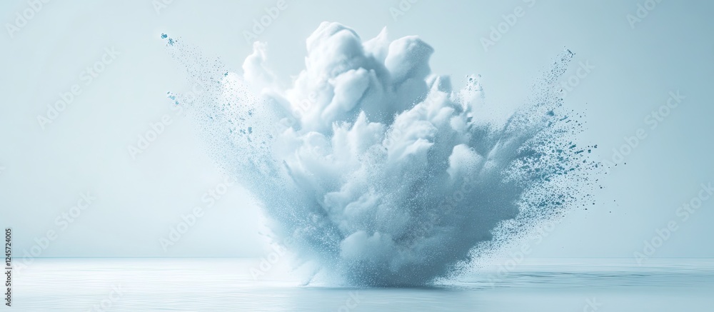 Aufkleber dynamic light blue powder explosion on a white background creating an artistic visual effect, captur