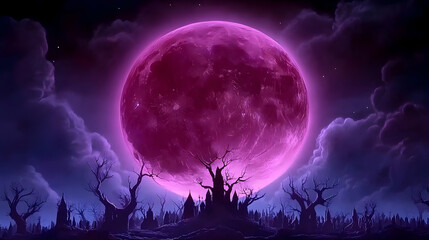 Horror cemetery at night