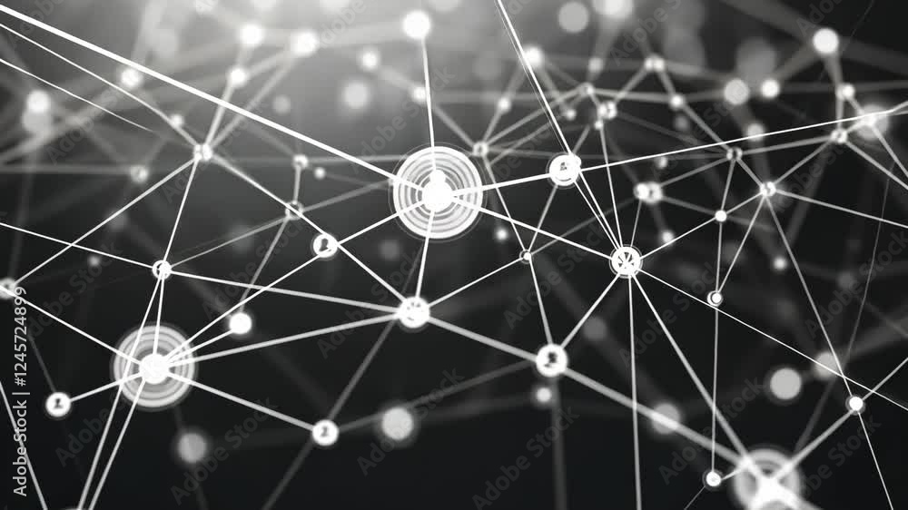 Poster dynamic network connection with abstract geometric lines and nodes
