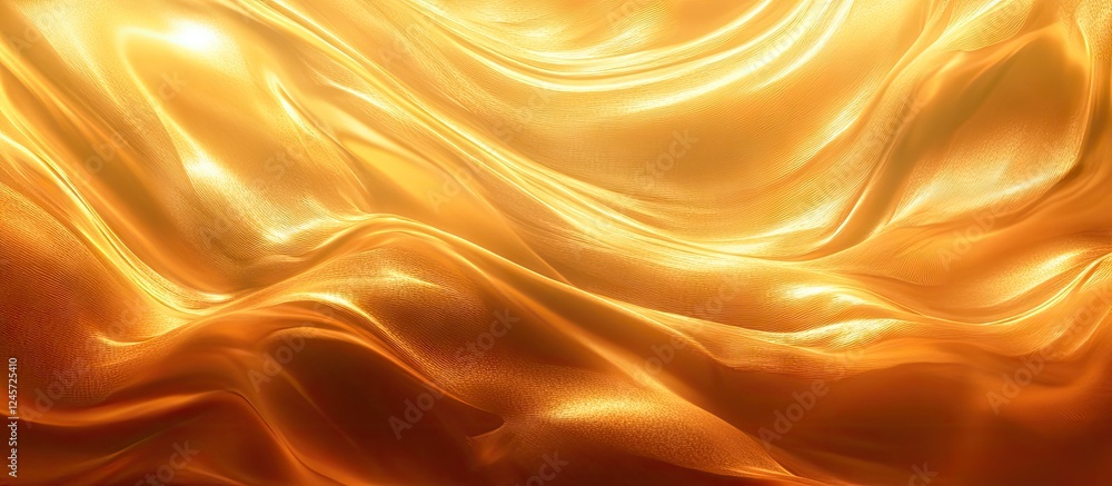 Poster golden silk texture with flowing waves in shades of warm amber and sunlit gold creating an elegant a
