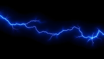 A glowing dark blue lightning bolt on a black background