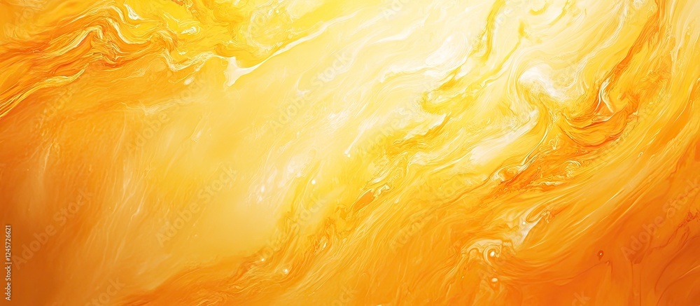Poster abstract swirling patterns in vibrant shades of orange and yellow, creating a warm, dynamic backgrou