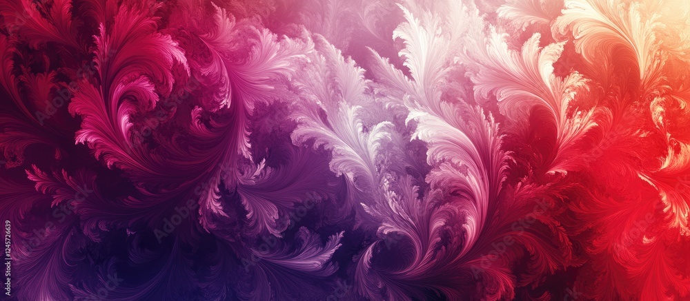 Aufkleber abstract botanical themed background with elegant swirling patterns in gradient hues of red, purple,