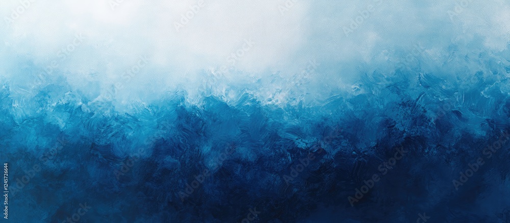 Poster gradient backdrop transitioning from deep blue at the bottom to light blue at the top, creating a sm