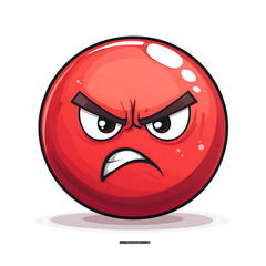 Angry Red Ball Cartoon Character with Furrowed Brows and Expression