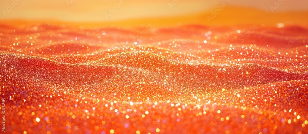Poster vibrant orange and golden glitter background with soft undulating waves of glittery sparkles creatin