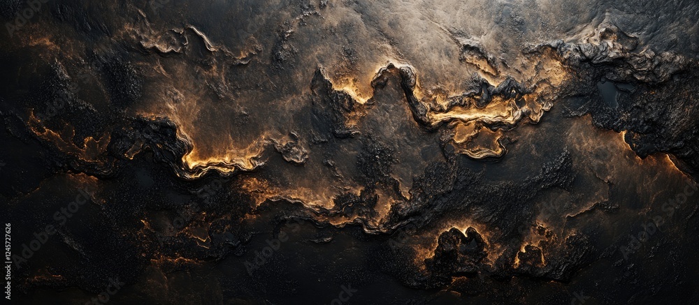 Poster abstract dark gradient background featuring swirling smoke and fog elements in gold and black hues c