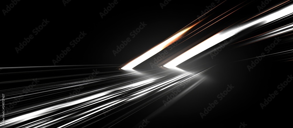 Poster dynamic abstract background featuring sharp white and light gray arrows on a black backdrop emphasiz