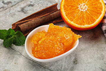 Tasty homemade Orange jam in the bowl